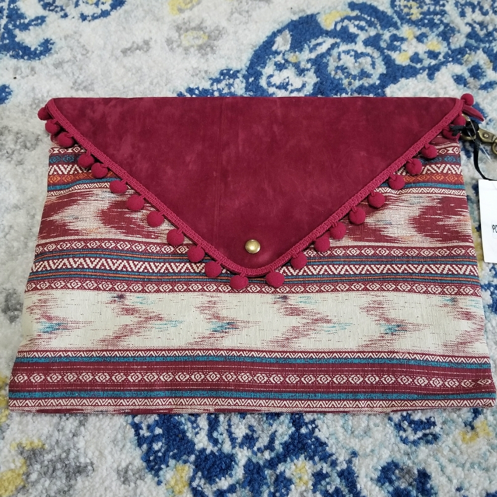 Hello 3am Southwest Pattern Convertible Clutch Red - Picture 2 of 8